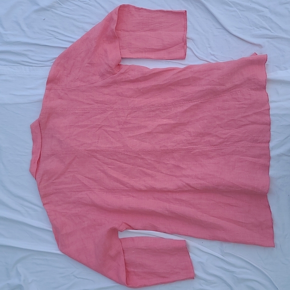 Pink linen button shacket shirt jacket collar medium - Picture 6 of 9